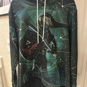 Legend of Zelda Link Graphic Hooded Sweater - Black and Green never worn